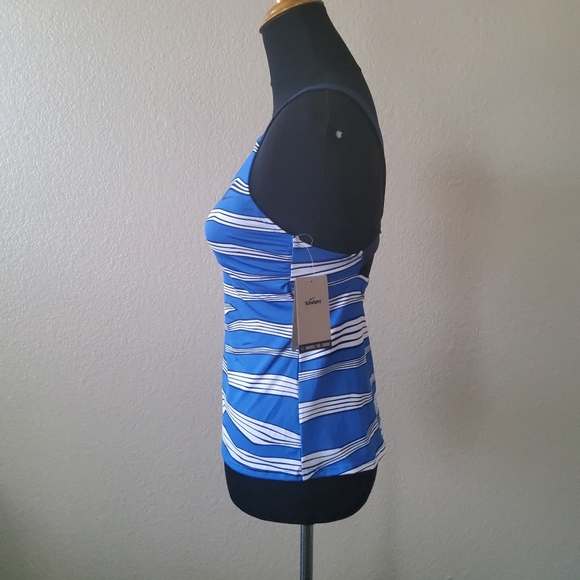 Nike Swim Striped Tankini Swimsuit Top Size S Blue New - Picture 6 of 11